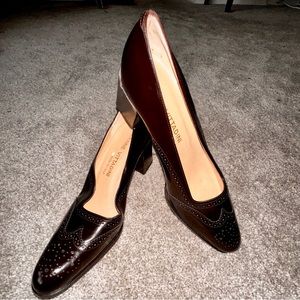 Never Worn Adrienne Vittadini WingTip Patent Leather Brown Block Heels, 8